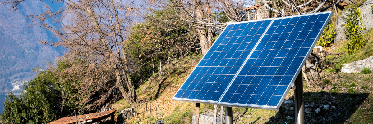 solar panel mount on mountain side
