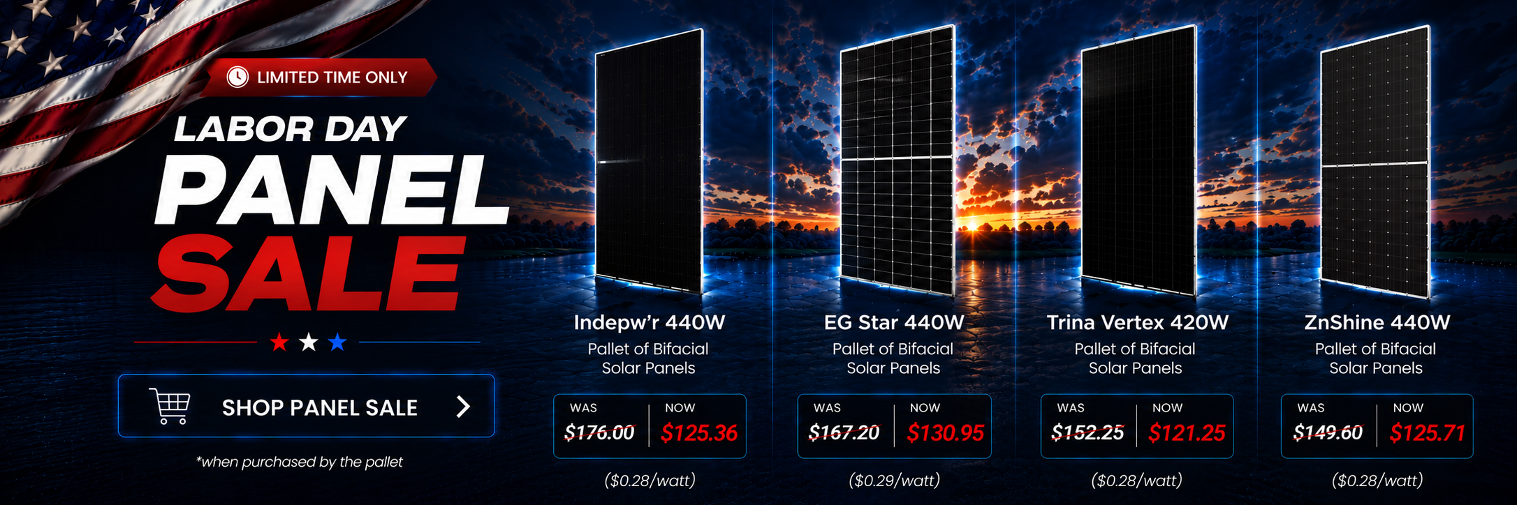Limited-time Labor Day savings on top solar panels! Power more and order now before the sale ends.